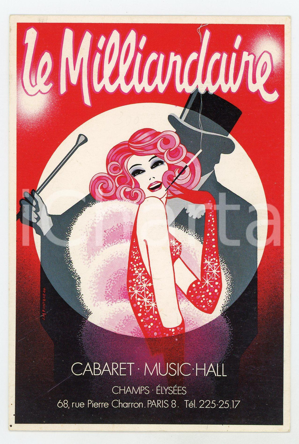 Cartolina originale da collezione 1980 ca FRANCE Champs Ã‰lysÃ©es LE MILLIARDAIRE Cabaret Music Hall  Carte postale 1