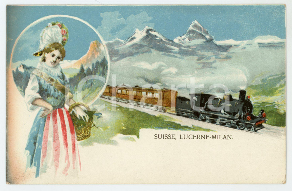 1900ca SUISSE Lucerne - Milan CHEMINS DE FER ILLUSTRÃ‰S Carte Postale FP NV  Cartolina postale d'epoca, non viaggiata.CONDIZIONI: FAIRFORMATO: FP    originale e autentica 1
