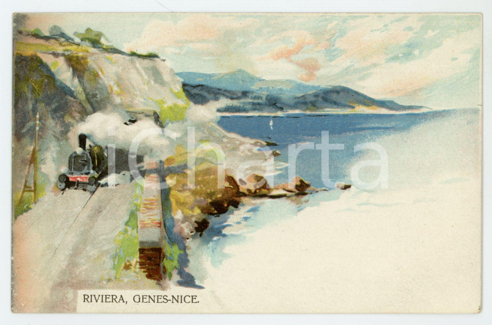1900 ROUTE DE GÊNES (FRANCE) Gènes - Nice CHEMINS DE FER ILLUSTRÉS Carte Postale  Cartolina postale d'epoca, non viaggiata.CONDIZIONI: FAIRFORMATO: FP    originale e autentica 1