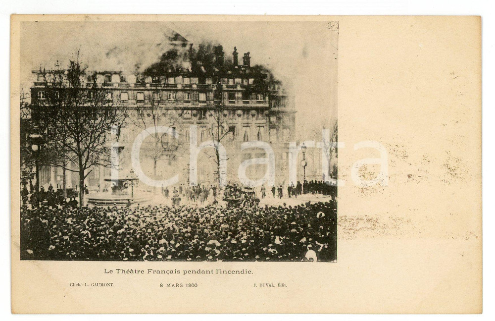 Mars 1900 PARIS Le ThÃ©Ã¢tre FranÃ§ais pendant l'incendie - Carte postale  Cartolina postale d'epoca, non viaggiata.CONDIZIONI: GFORMATO: FP    originale e autentica 1