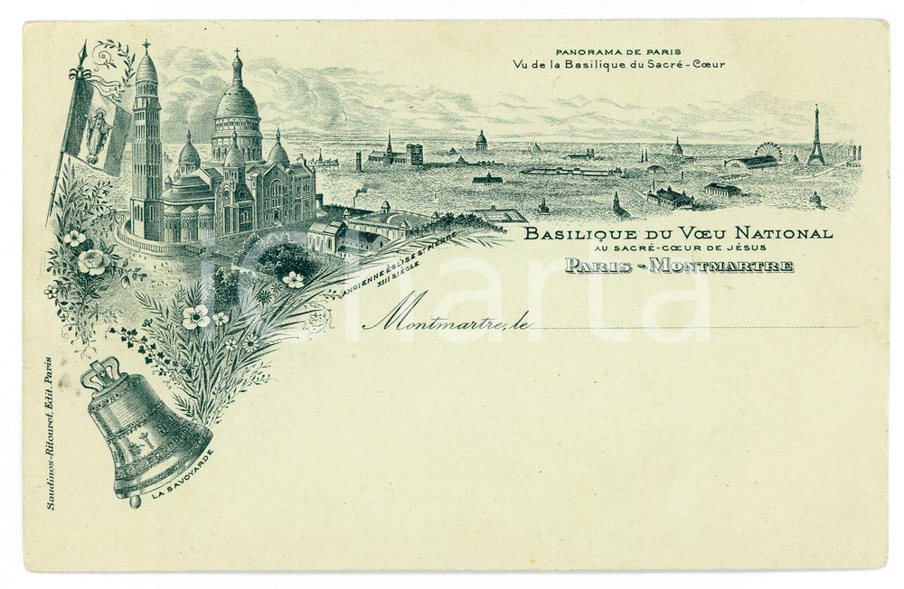 1900 ca PARIS MONTMARTRE Basilique du Voeu National au Sacré-Coeur *Postcard Cartolina postale, originale d'epoca, non viaggiata. GOOD/buono  Formato: 14x9 cm originale e autentica 1