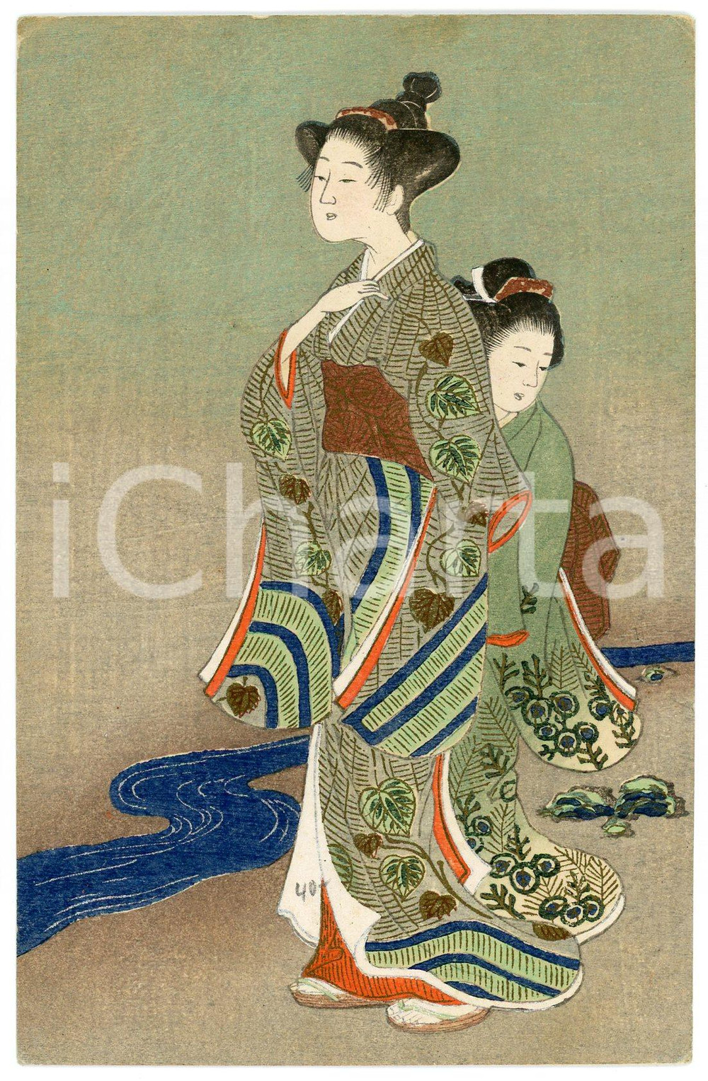 1910 ca JAPAN Two women in their traditional kimonos - Old postcard  Cartolina postale d'epoca, non viaggiata.CONDIZIONI: POOR (piegatura al lato superiore)FORMATO: FP    originale e autentica 1