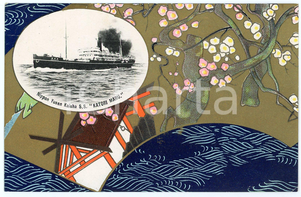 1920 ca JAPAN NYK Nippon Yusen Kaisha - S.S. KATORI MARU *Postcard ship  Cartolina postale d'epoca, illustrata.Non viaggiata.CONDIZIONI: GFORMATO: FP    originale e autentica 1