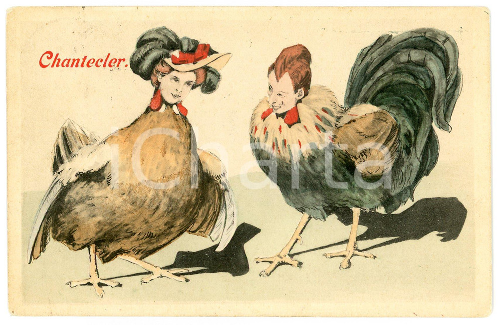 1913 CHANTECLER - Women face - ILLUSTRATED old postcard  Cartolina postale d'epoca, viaggiata.CONDIZIONI: G FORMATO: FP    originale e autentica 1