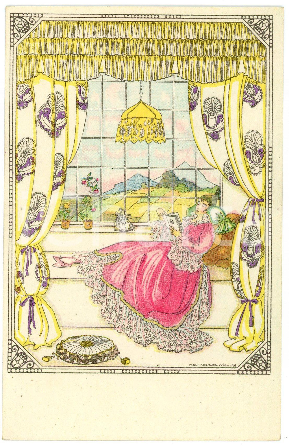 1919 ART DECO Artist Mela KOEHLER Woman reading - Ilustrated postcard  Cartolina postale d'epoca, illustrata, non viaggiata.CONDIZIONI: GFORMATO: FPEDIZIONE: B.K.W.I. 292-3    originale e autentica 1