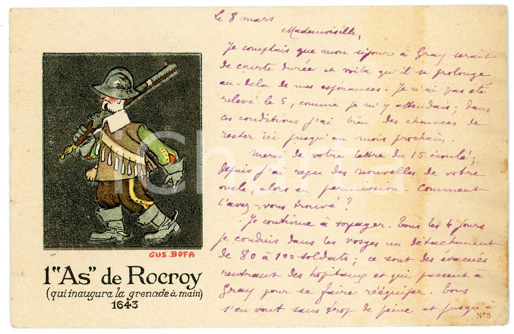 1910 ca Artist Gus BOFA - L' "As" de Rocroy - Old postcard Cartolina postale d'epoca, opera dell'illustratore Gus Bofa (Gustave Henri &Eacute;mile Blanchot), scritta ma non viaggiata.CONDIZIONI: F (ingiallimenti)FORMATO: FP    originale e autentica 1