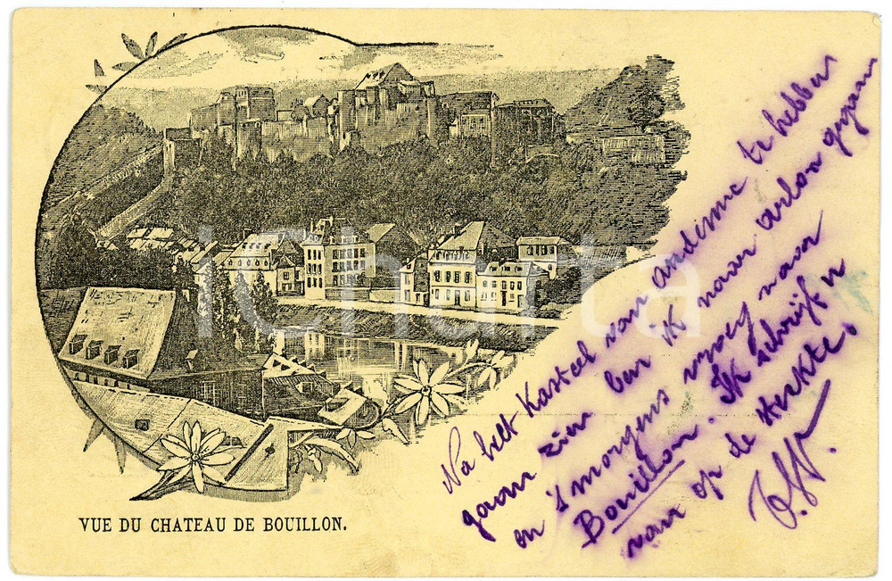 1899 CHATEAU DE BOUILLON (BELGIQUE) Vue - Carte postale ILLUSTREE Cartolina postale d'epoca, viaggiata.FORMATO: FPCONDIZIONI: G (minime piegature angolari)    originale e autentica 1
