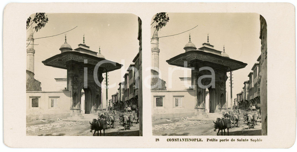 1906 CONSTANTINOPLE (TURKEY) Petite porte de Sainte-Sophie *Stereoview ANIMATED  Fotografia stereoscopica d'epoca.CONDIZIONI: GEDITORE: Steglitz-Berlin     originale e autentica 1