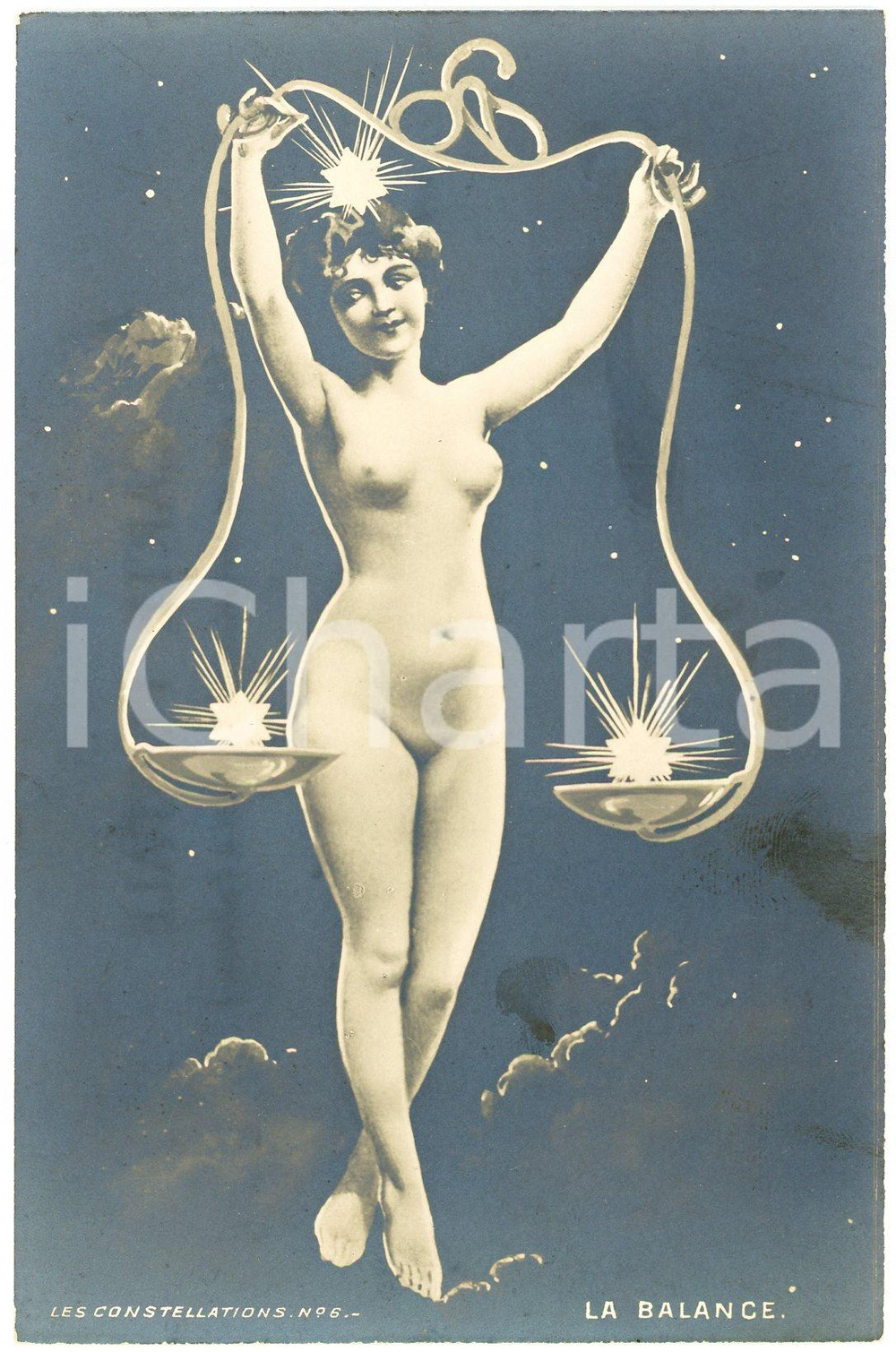 1900 VINTAGE EROTIC Les constellations - Balance - Nude woman *Postcard nÂ° 6  Cartolina postale d'epoca, non viaggiata.CONDIZIONI: GFORMATO: FP    originale e autentica 1