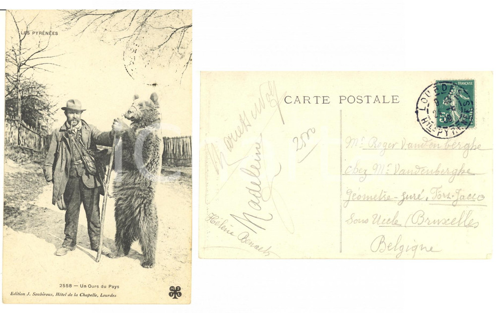 1909 FRANCE PYRENEES Un Ours du Pays - Montreur - Carte postale CPA  Cartolina postale d'epoca, viaggiata.CONDIZIONI: GFORMATO: FP    originale e autentica 1