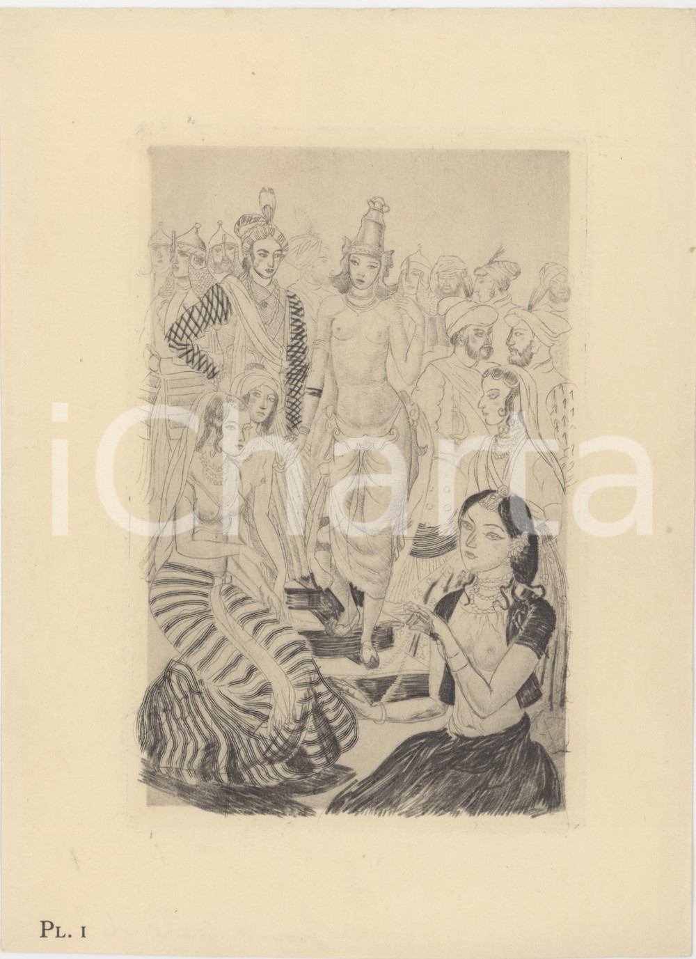 1930 ca VINTAGE EROTIC - FRANCE - Indian scene - Engraving PI. I 14x20 cm  Acquaforte originale d'epoca. GOOD/buono  Formato: 14x20 cm originale e autentica 1