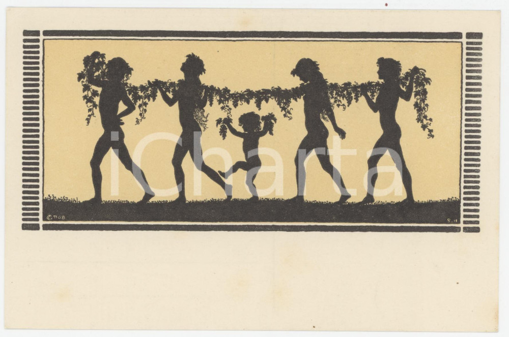 1910 ca Artist FIDUS Hugo HÃ–PPENER  - "Herbstliche Last"" - Postcard 42  Cartolina d'epoca, non viaggiata. GOOD/buono  Formato: 14x9 cm originale e autentica 1