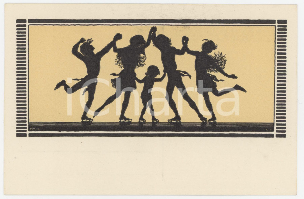 1910 ca Artist FIDUS Hugo HÖPPENER  - "Winterfreude"" - Postcard 43  Cartolina postale d'epoca, non viaggiata. GOOD/buono  Formato: 14x9 cm originale e autentica 1