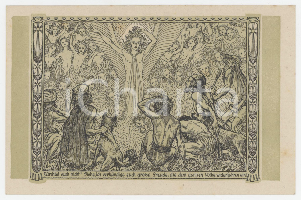 1910 ca Artist FIDUS Hugo HÃ–PPENER "Werkundigung der Hirten" Postcard 74  Cartolina postale d'epoca, non viaggiata. GOOD/buono  Formato: 14x9 cm originale e autentica 1