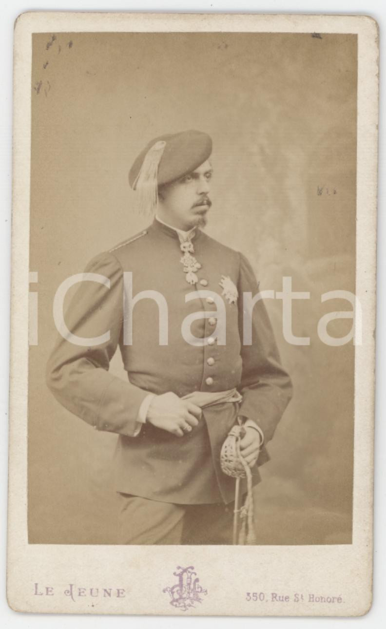 1875 ca ESPAÃ‘A - CARLISMO - Don Carlos MarÃ­a de BorbÃ³n *Foto LE JEUNE CDV Fotografia originale d'epoca, stampata all'albumina e montata su cartoncino morbido, che ritrae il principe pretendente al trono di Spagna.FOTOGRAFO: Le Jeune - Paris  GOOD/buono  FORMATO: 6x10 cm originale e autentica 1