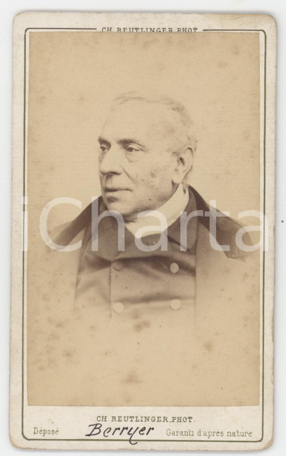 1870 ca FRANCE Pierre-Antoine BERRYER avocat - Photo Charles REUTLINGER CDV  Fotografia originale d'epoca.FOTOGRAFO: Charles Reutlinger - Paris GOOD/buono  Formato: 6x10 cm originale e autentica 1