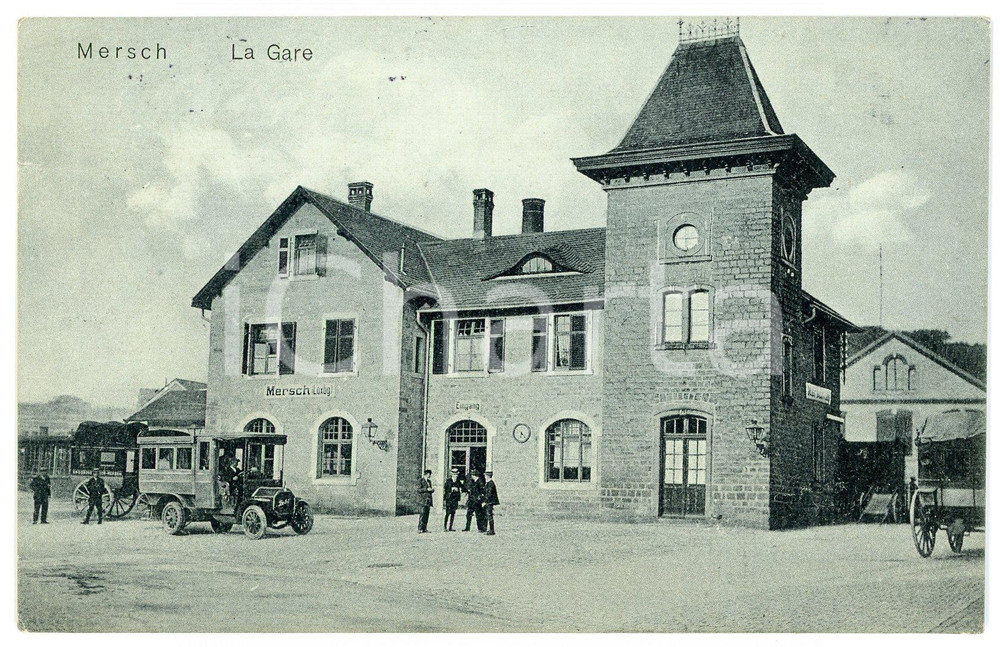 1913 MERSCH - LUXEMBOURG La gare - Carte postale FP VG  Cartolina postale d'epoca, viaggiata.CONDIZIONI: FAIR (lieve strappo al margine sinistro)FORMATO: FP    originale e autentica 1