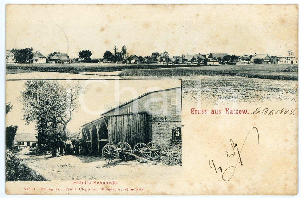 1910 ca KATZOW (POLSKA) Heldt's Schmiede - Postcard FP VG  Cartolina postale d'epoca, viaggiata.CONDIZIONI: FAIR (bruniture diffuse)FORMATO: FP    originale e autentica 1