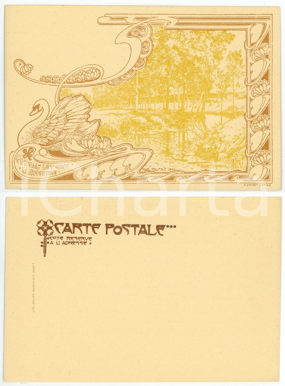 1900 ca ART NOUVEAU BELGIQUE Artist Paul CAUCHIE - GENVAL L'Argentine - Postcard Cartolina postale d'epoca, non viaggiata.Serie "De Bruxelles &agrave; Genval-les-Eaux", illustrata dall'artista Paul Cachie.CONDIZIONI: G FORMATO: FP    originale e autentica 1