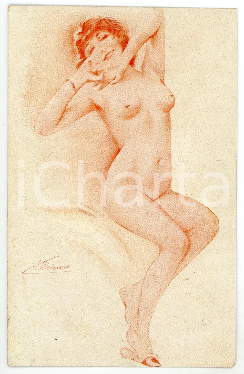 1920 ca EROTICA Artist Suzanne MEUNIER Etude de Nu - Carte postale FP NV  Cartolina postale d'epoca, non viaggiata.EDITORE: Marque L.E. Paris - Serie 43 n.1CONDIZIONI: FAIRFORMATO: FP    originale e autentica 1
