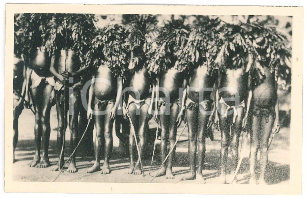 1930 ZAGOURSKI «L'Afrique qui disparaît» AEF Fête de circoncision *Postcard 127  Fotocartolina postale d'epoca, appartenente alla serie &laquo;L'Afrique qui dispara&icirc;t&raquo; del fotografo Casimir Zagourski (L&eacute;opoldville).N&deg; 127, non viaggiata.Al verso timbro: "Henri Nicaise Photographe - Namur".CONDIZIONI: G FORMATO: 14x9 cm     originale e autentica 1