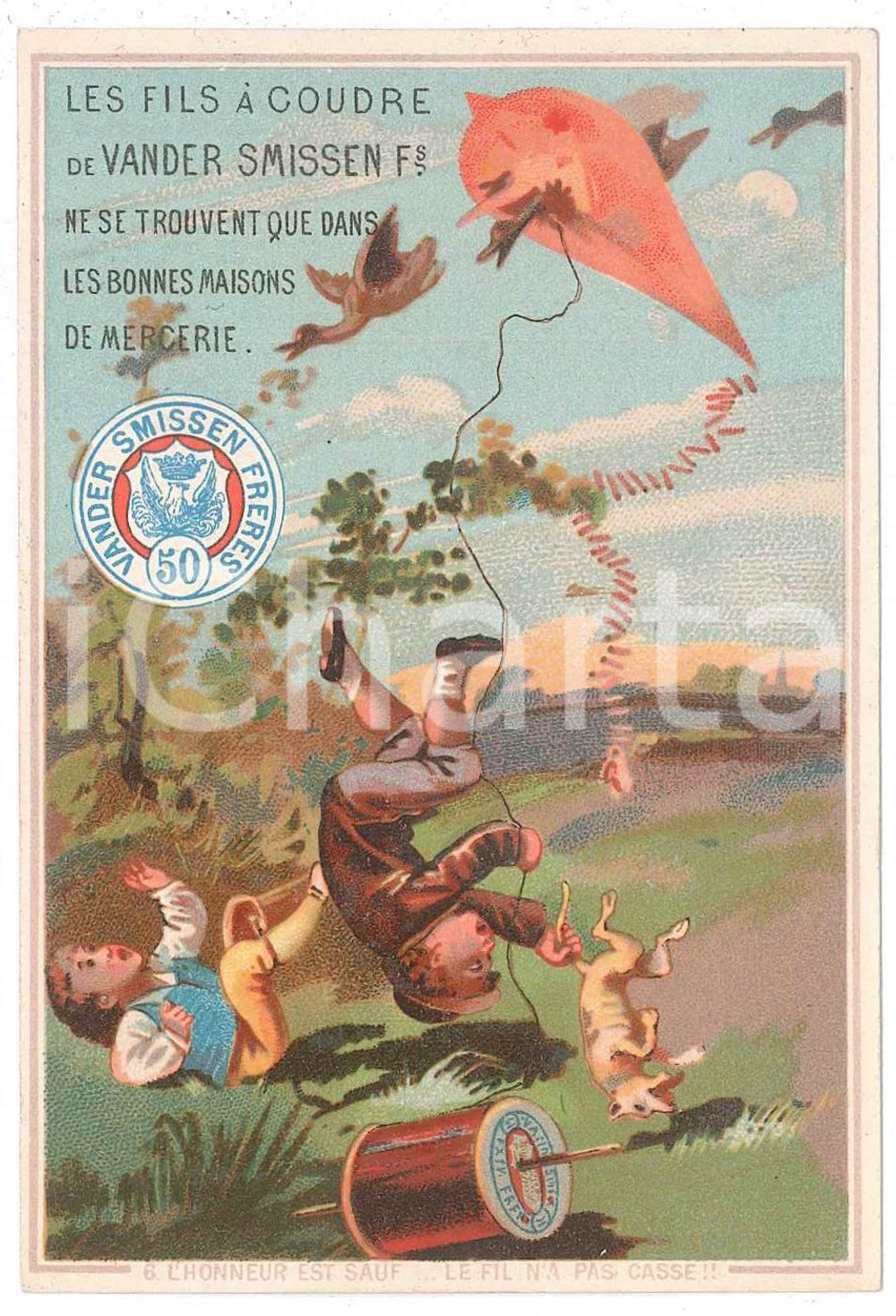 1883 VANDER SMISSEN FRERES Mercerie - Kids with kite ILLUSTRATED Calendar  Calendario tascabile d'epoca, illustrato.CONDIZIONI: GOODFORMATO: 8x11 cm    originale e autentica 1