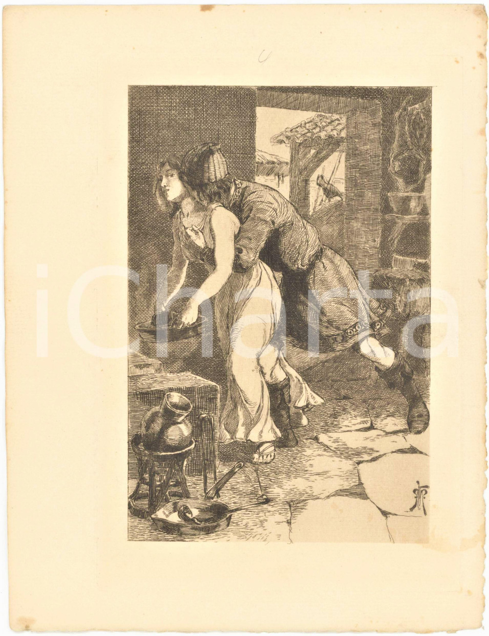 Stampa, bozzetto originale 1906 APULÃ‰E Les MÃ©tamorphoses ou l Asne d Or Amants  Gravure Martin VAN MAELE 1