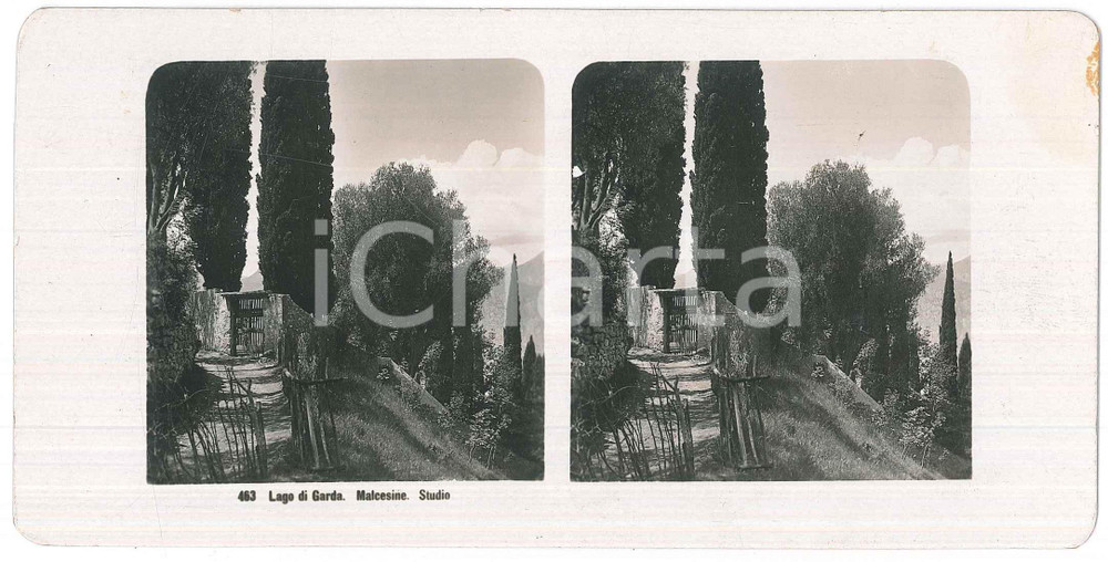 1905 ca LAGO DI GARDA - MALCESINE (VR) Studio *Stereoscopica KILCHBERG 463 Fotografia stereoscopica d'epoca.EDITORE: Kilchberg - Zurich  GOOD/buono  Formato: 18x9 cm originale e autentica 1