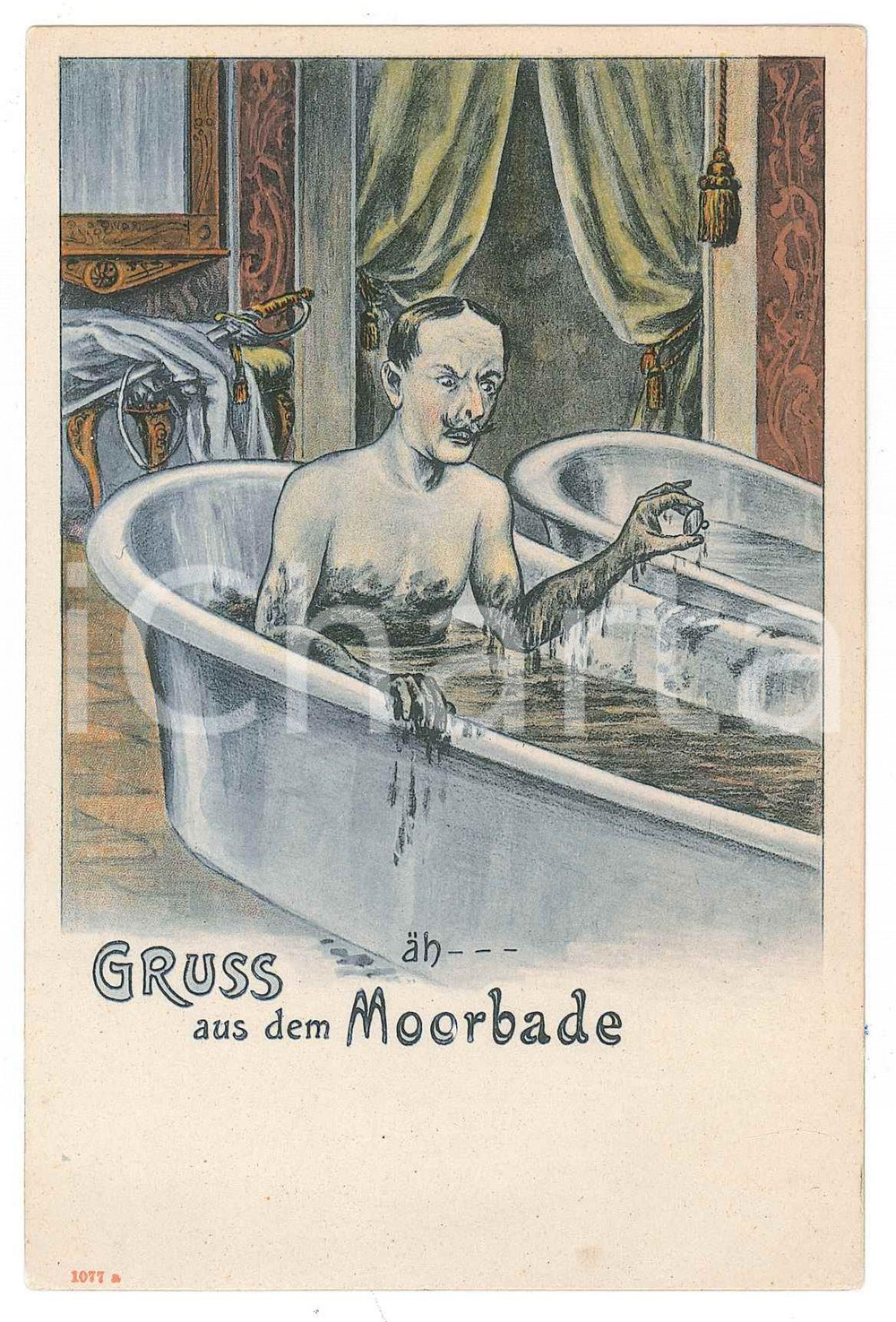 1900 ca GERMANY Gruss aus der Moorbade - Jew in mud bath - Anti-Semitic postcard  Cartolina postale d'epoca, non viaggiata. GOOD/buono  Formato: 14x9 cm originale e autentica 1