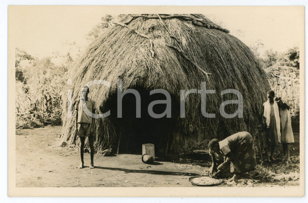 1964 AFRICA Hut and indigenous family - Postcard FP VG  Cartolina postale d'epoca, viaggiata.Timbro al verso: "Campagne monuments Unesco 1964"CONDIZIONI: FAIR (piccolo strappo al margine superiore)FORMATO: FP    originale e autentica 1