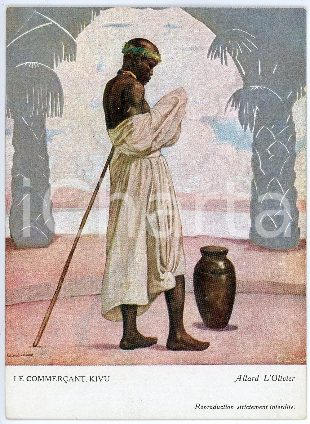 1931 CONGO BELGE Fernand ALLARD L'OLIVIER Commercant KIVU Postcard FG NV Cartolina d'epoca, non viaggiata.Al verso timbro: "Croix Rouge du Congo - Exposition Coloniale Internationale de Paris" FAIR/discreto Lievi smussature agli angoli Formato: FG originale e autentica 1