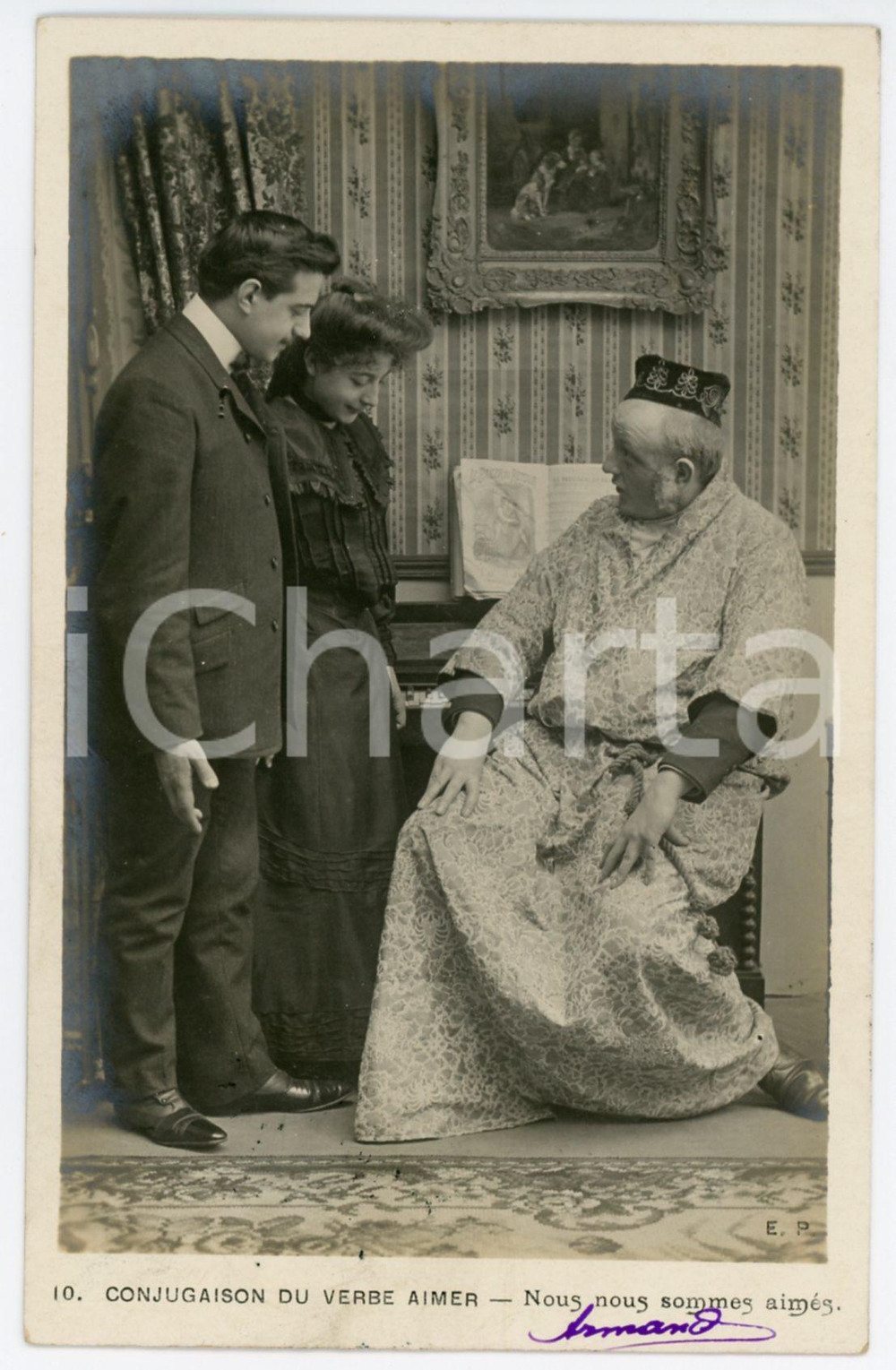 1903 CONJUGAISON DU VERB AIMER - Nous nous sommes aimés - Vintage postcard n°10  Cartolina postale d'epoca, viaggiata.CONDIZIONI: GFORMATO: FP    originale e autentica 1