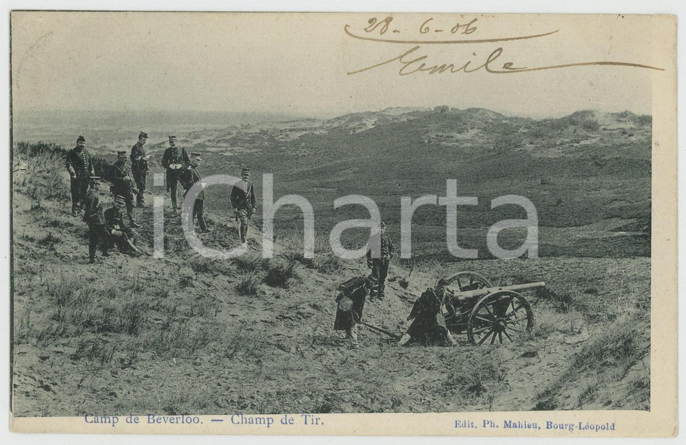 1906 LEOPOLDSBURG Camp de Beverloo - Champ de tir - Carte postale FP NV  Cartolina postale d'epoca, viaggiata. FAIR/discreto Lievi smussature agli angoli Formato: FP originale e autentica 1