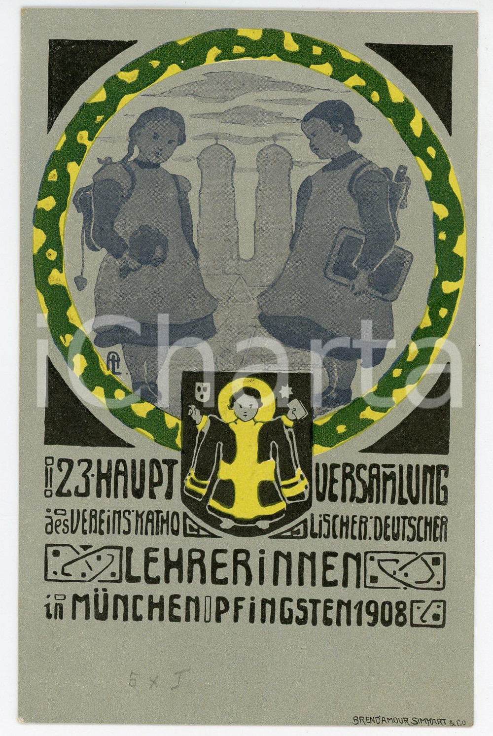 1908 MUNCHEN Hauptversammlung des Vereins Katholischer Deutscher - Postcard Cartolina postale d'epoca, non viaggiata.CONDIZIONI: GFORMATO: FP    originale e autentica 1