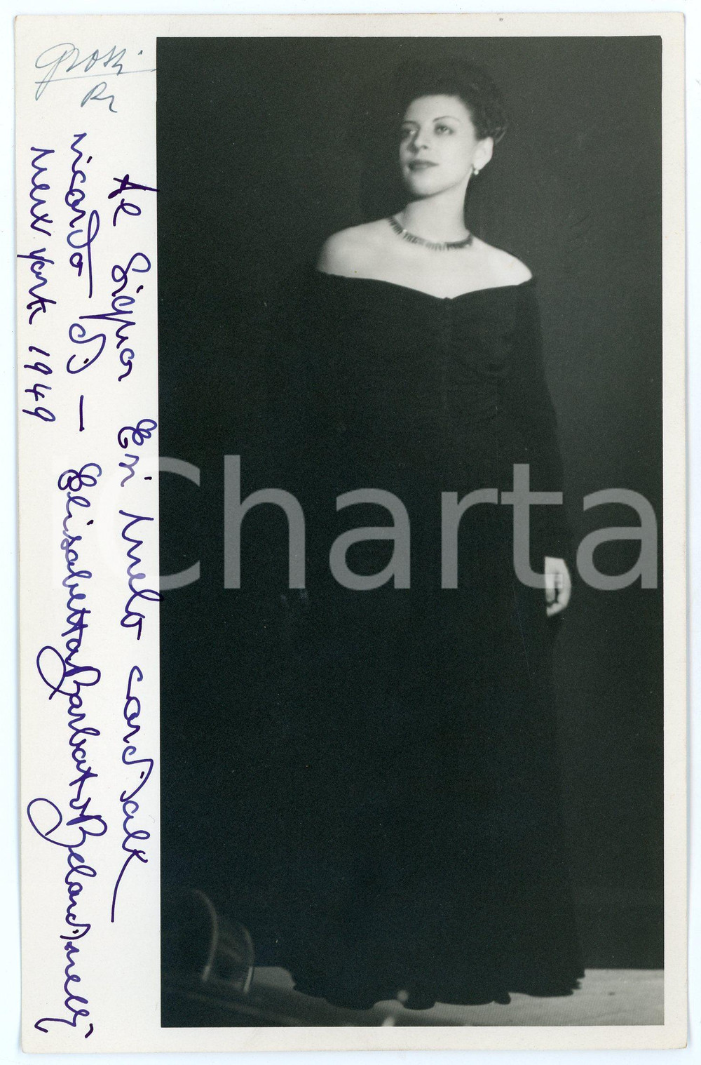 1949 LIRICA Soprano Elisabetta BARBATO BELARDINELLI - Foto con AUTOGRAFO Fotografia d'epoca, con messaggio autografo. CONDIZIONI: GFORMATO: 12x18 cm     originale e autentica 1
