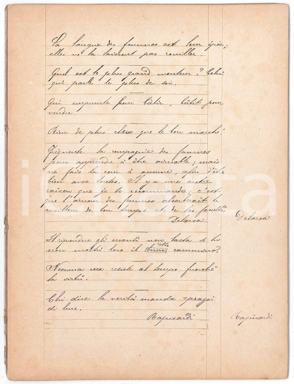 1910 ca MILANO Silvio TAMBURINI Aforismi sulle donne - Quaderno nÂ° 5  Interessante quaderno, interamente manoscritto, contenente citazioni e passaggi di filosofi e scrittori sul tema della donna.PAGINE: 20 GOOD/buono  Formato: 18x24 cm originale e autentica 1