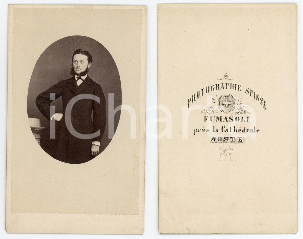 1900 ca AOSTA Ritratto di gentiluomo - Foto FUMASOLI - CDV  Fotografia originale d'epoca.CONDIZIONI: FAIR FORMATO: CDV    originale e autentica 1