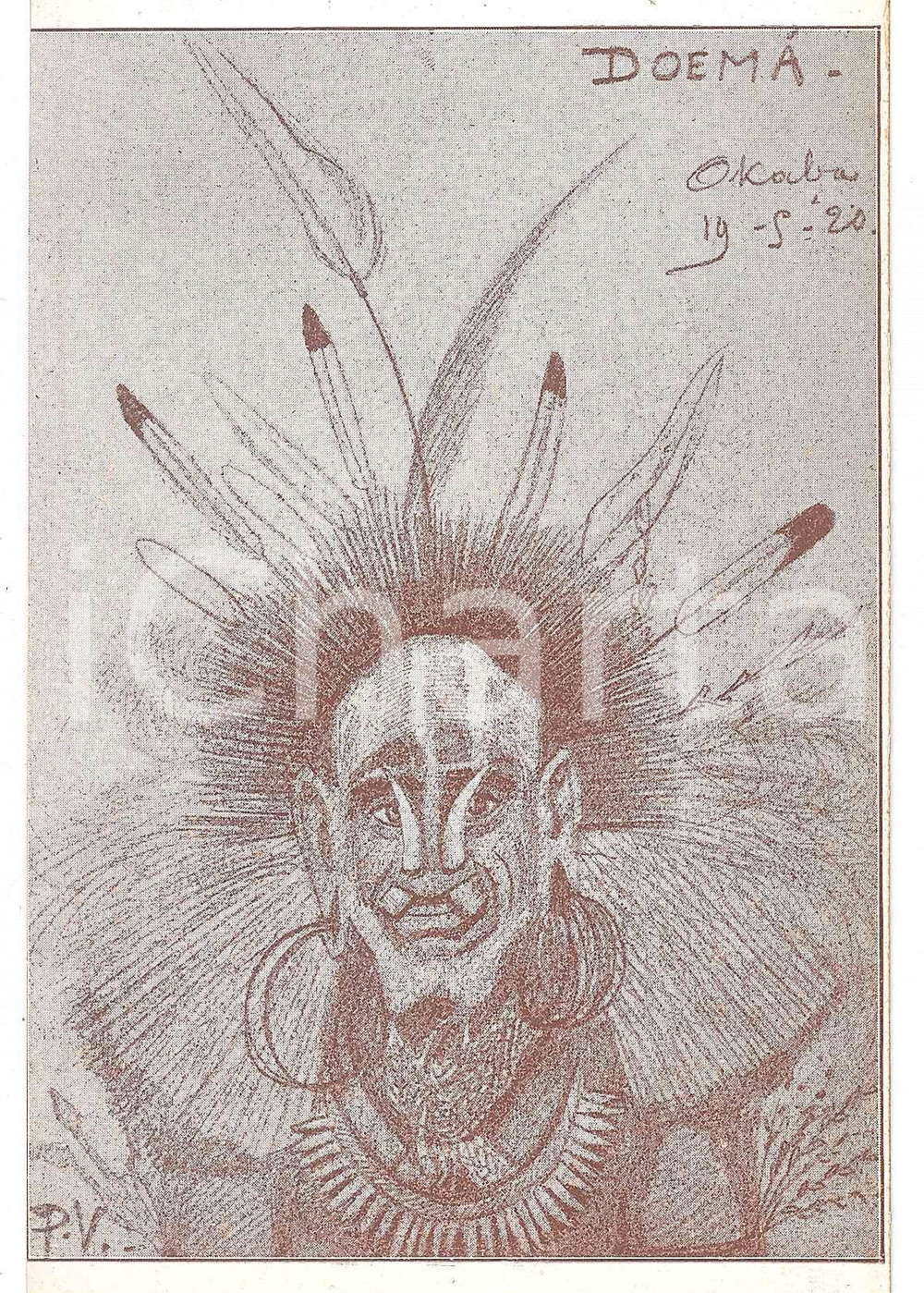 1925 ca NOUVELLE GUINÃ‰E NÃ‰ERLANDAISE Coupeurs de tÃªtes - Doema - Postcard Cartolina postale d'epoca, non viaggiata.La cartolina appartiene allla serie "Chez les coupeurs de t&ecirc;tes de la Nouvelle-Guin&eacute;e N&eacute;erlandaise"CONDIZIONI: GFORMATO: FPEDITORE: Missionnaires du S. Coeur - Borgerhout-Anvers     originale e autentica 1