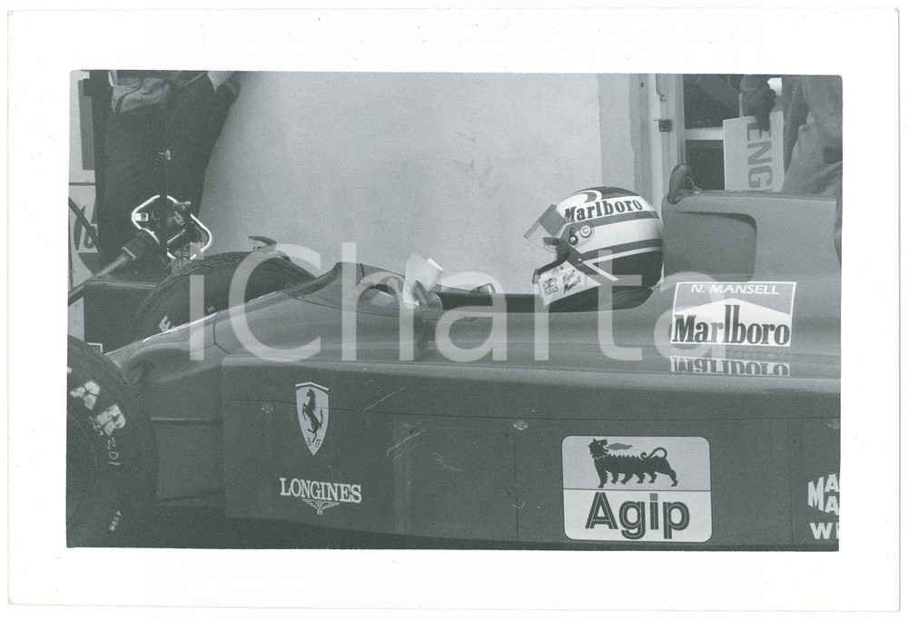 1989 FORMULA UNO Nigel MANSELL a bordo della FERRARI 640 F1 Foto (1) Fotografia d'epoca. FAIR/discreto Al margine superiore del fronte traspare lievemente la scritta al verso Formato: 30x20 cm originale e autentica 1