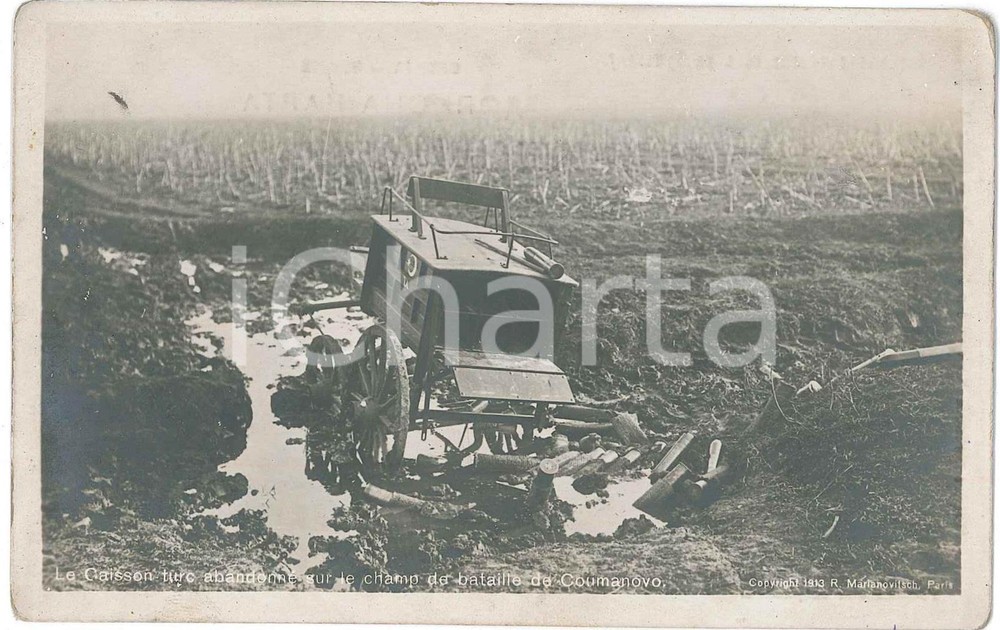 Cartolina originale da collezione 1913 SERBIA Battle KUMANOVO Кумановска битка  Caisson turc Postcard RPPC 1