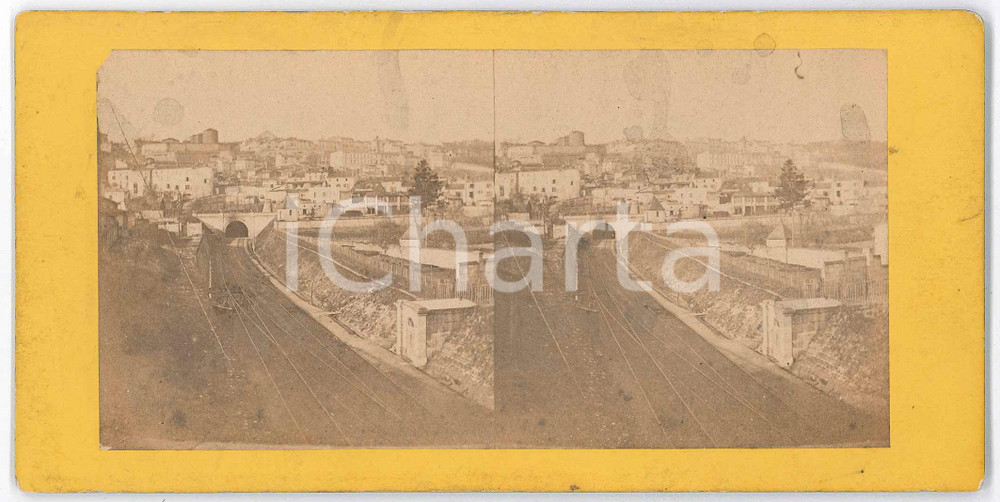 1870 ca ANGOULEME (FRANCE) Vue prise du Pont des FainÃ©ants - Stereoview Fotografia stereoscopica d'epoca, su cartoncino rigido. POOR/danneggiato macchie Formato: 18x9 cm originale e autentica 1