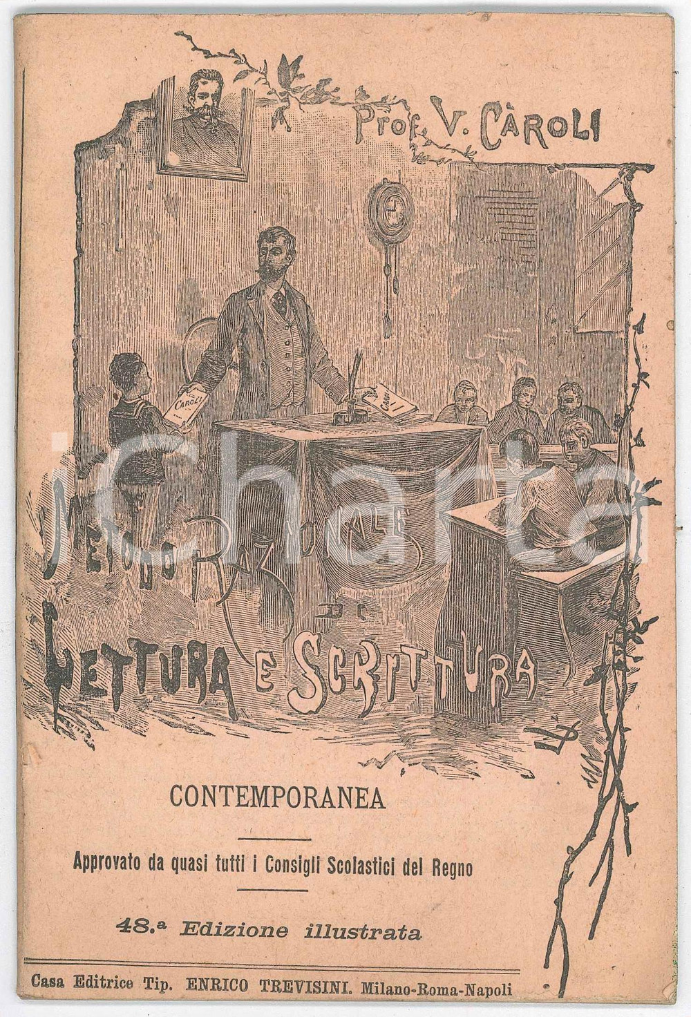 1892 V. CAROLI Metodo razionale di lettura e scrittura contemporanea Pubblicazione d'epoca, con copertina in carta.48^ Edizione illustrata.PAGINE: 63EDITORE: Enrico Trevisini - Milano  FAIR/discreto buone condizioni interne, ma piccole mancanze al lato superiore, alle ultime pagine Formato: 12x18 cm originale e autentica 1