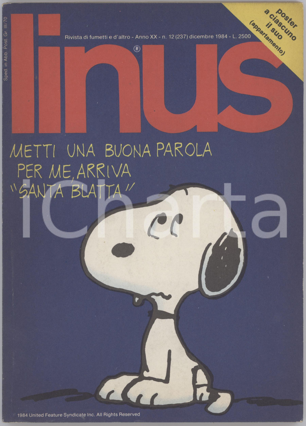 Giornale, rivista storica 1984 LINUS Bobo di STAINO  Girighiz di LUNARI  Rivista FUMETTI Anno XX n. 12 1