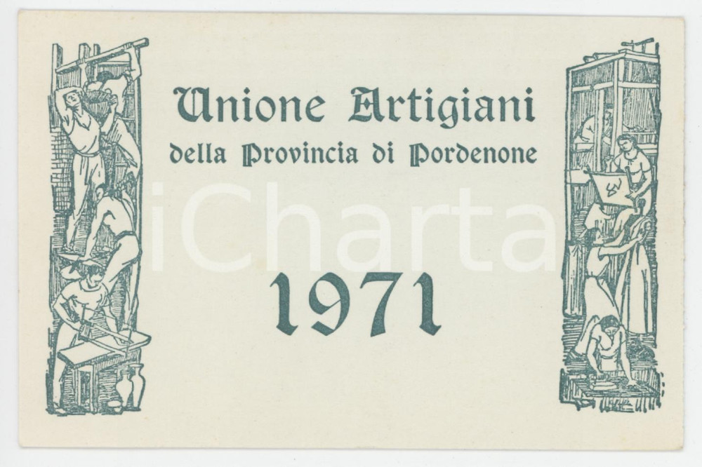 1971 PRATA DI PORDENONE Confederazione italiana artigianato - Tessera 10x7 cm Tessera d'epoca.  FAIR/discreto Lievi bruniture al recto Formato: 10x7 cm originale e autentica 1