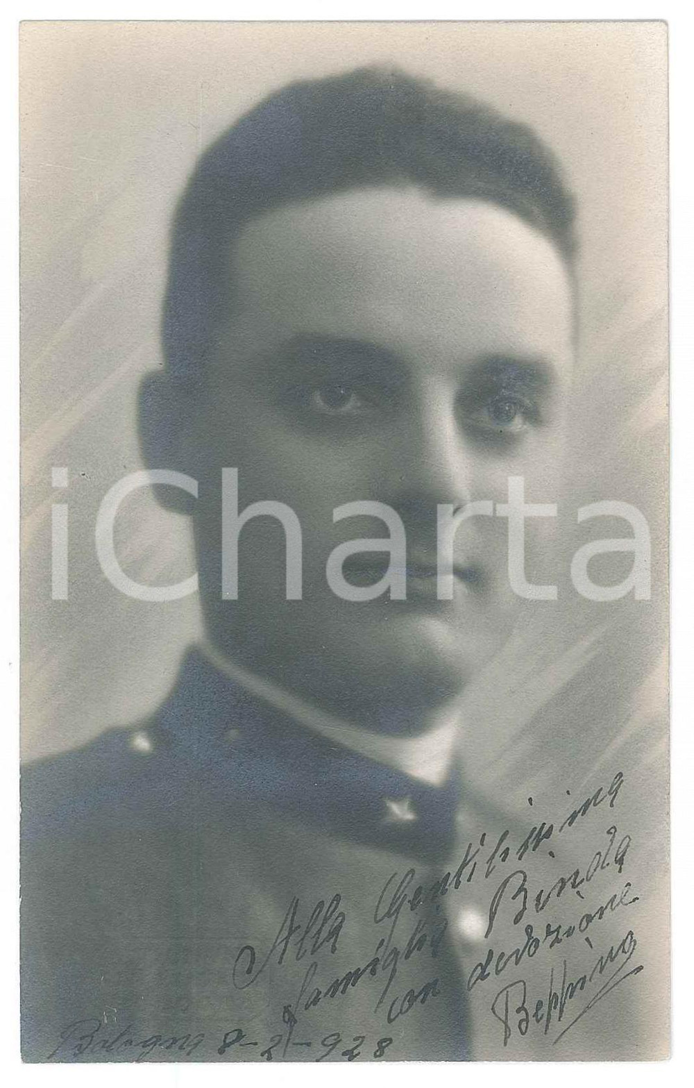 1928 BOLOGNA - REGIO ESERCITO - Ritratto di ufficiale - Foto VILLANI 9x14 cm