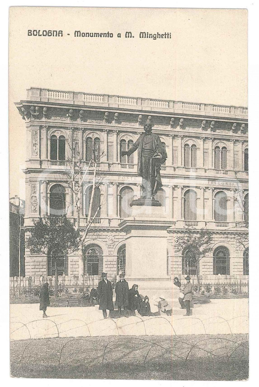 1910 ca BOLOGNA Monumento a M. Minghetti *Cartolina ANIMATA FP NV  Cartolina postale d'epoca, non viaggiata. GOOD/buono  Formato: 9x14 cm originale e autentica 1