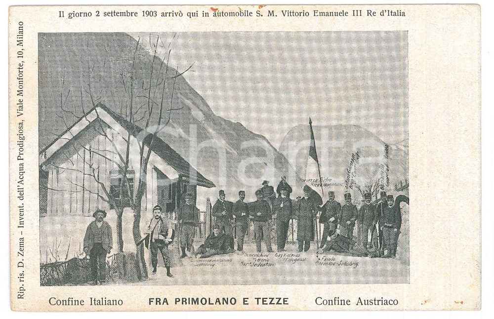 1908 PRIMOLANO / VALBRENTA (VI) Confine italo-austriaco *Cartolina ANIMATA FP VG