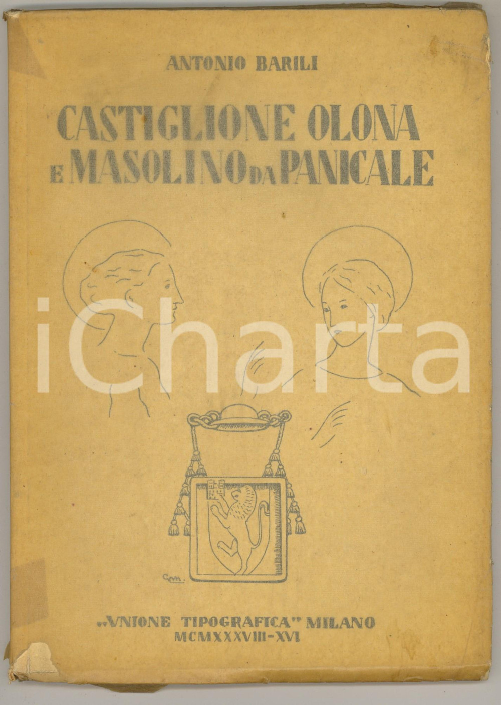 1938 Antonio BARILI Castiglione Olona e Masolino da Panicale *DANNEGGIATO Pubblicazione originale d'epoca, con copertina flessibile. Velina protettiva originale.Numerose illustrazioni b/n e a colori.PAGINE: 96VERY POOR/gravemente danneggiato strappi alla velina e legatura lentaFormato: 17x24 cm originale e autentica 0