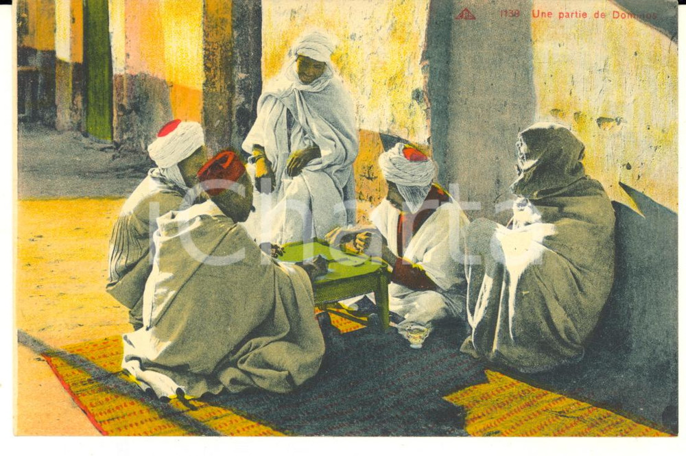 1915 ca COSTUMI NORD AFRICA Une partie de dominos - Postcard  Cartolina postale d'epoca, non viaggiata.GOOD/buono Formato: 14x9 cm originale e autentica 0