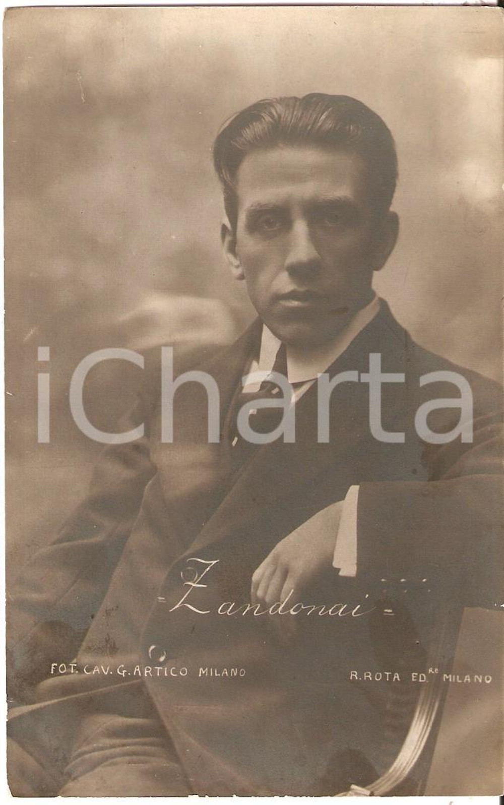 Cartolina originale da collezione 1920 ca MUSICA Ritratto di Riccardo ZANDONAI Compositore Cartolina 2 1